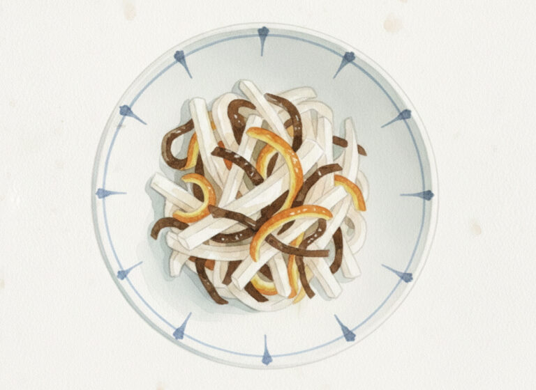 大根と干し柿の和えもの